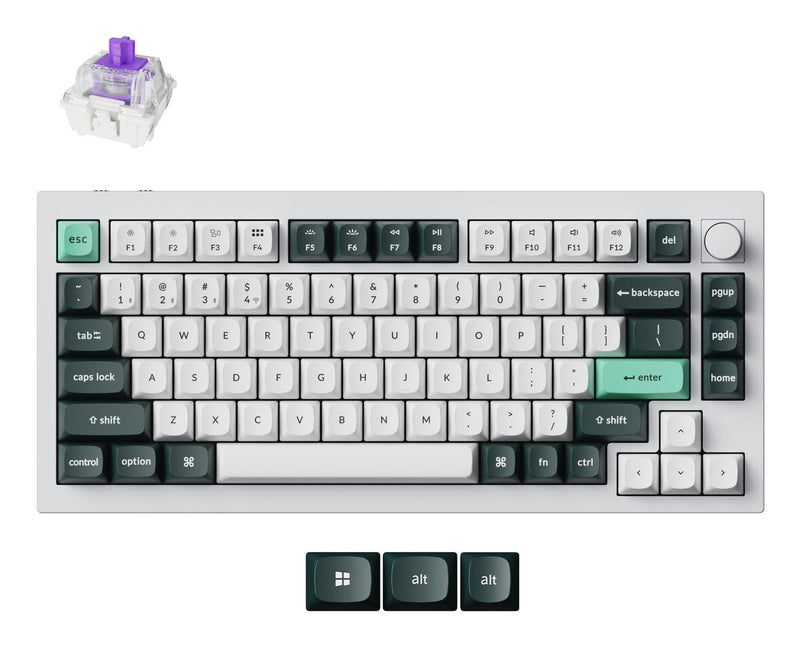 Keychron Q1 HE tastatur Universel USB + RF Wireless + Bluetooth QWERTY Nordisk Hvid