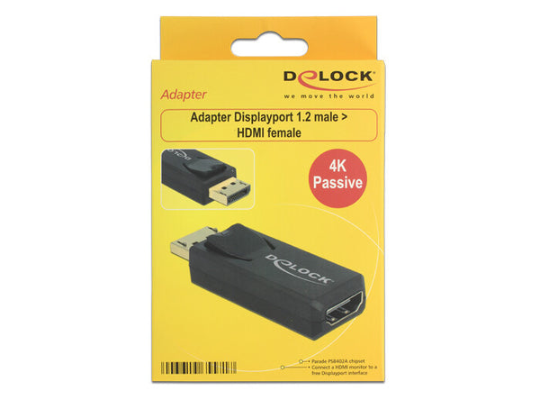 DeLOCK 65571 kabel kønsskifter Displayport 1.2 HDMI Sort