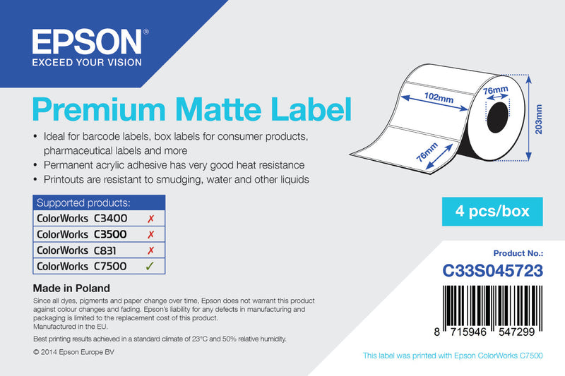 Epson Premium Matte Label Hvid