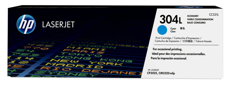 HP 304L Economy Cyan Original LaserJet Toner Cartridge CC531L tonerpatron 1 stk Blå