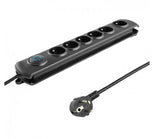 Qoltec 50112 overspændingsbeskytter Sort 6 AC stikkontakt(er) 230 V 3 m