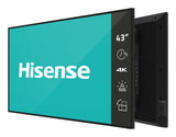 Hisense 43” 4K UHD IPS Digital Signage Display - 24/7 Operation Digital A-tavle 109,2 cm (43") Wi-Fi 500 cd/m² 4K Ultra HD Sort Android 11 24/7