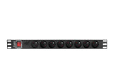 Lanberg PDU-08E-0200-BK strømforsyningsenhed (PDU) 8 AC stikkontakt(er) 1U Sort