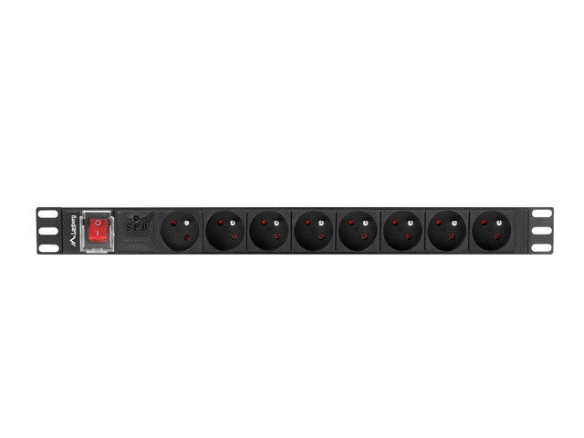 Lanberg PDU-08E-0200-BK strømforsyningsenhed (PDU) 8 AC stikkontakt(er) 1U Sort