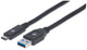 Manhattan 354981 USB-kabel USB 3.2 Gen 1 (3.1 Gen 1) 3 m USB C USB A 5 Gbit/sek. Sort