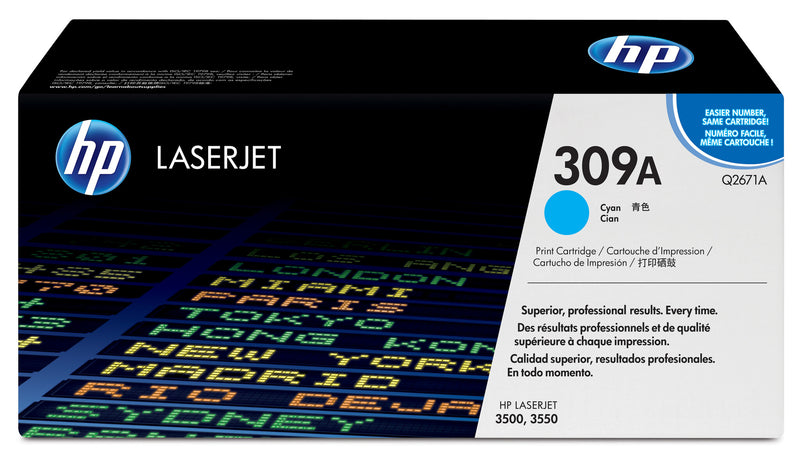 HP 309A Cyan Original LaserJet Toner Cartridge tonerpatron 1 stk Blå