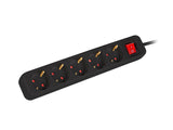 Lanberg PS1-05F-0300-BK stikdåse 3 m 5 AC stikkontakt(er) Indendørs Sort