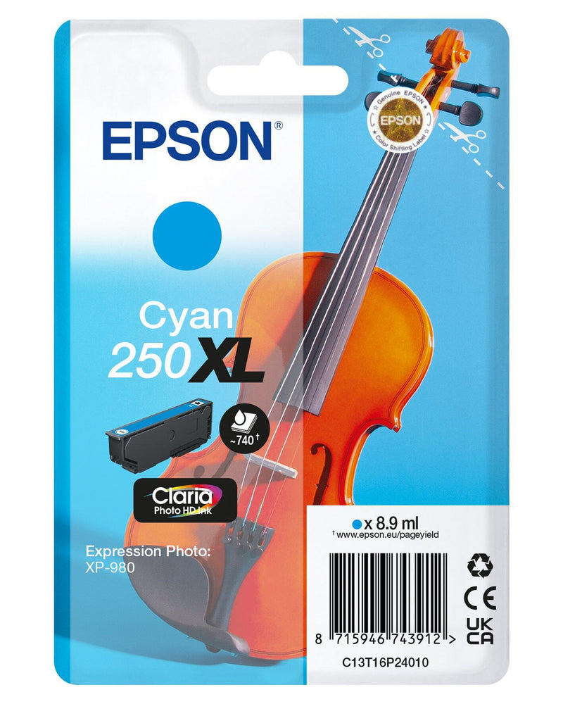 Epson 250XL Violin Claria Photo HD blækpatron 1 stk Original High (L) Yield Blå