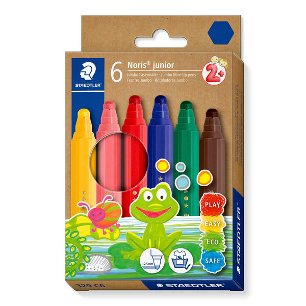 Staedtler 329 C6 filtpen Bold Blå, Brun, Grøn, Lyserød, Rød, Gul 6 stk