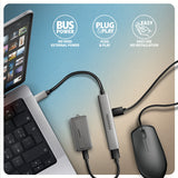 Axagon HUB USB HUE-STC, 4x USB ALU STRIP hub, 1x USB-A 5Gbps, 2x USB-A & 1x USB-C 480Mbps, kabel USB-C 12cm USB 3.2 Gen 1 (3.1 Gen 1) Type-C 5 Mbit/s Grå