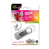Silicon Power Mobile C80 USB-nøgle 16 GB USB Type-A / USB Type-C 3.2 Gen 1 (3.1 Gen 1) Titanium