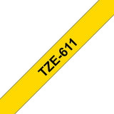 Brother TZE-611 etiketbånd Sort på gul