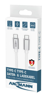 Ansmann 1700-0213 USB-kabel USB 2.0 1,2 m USB C 0,48 Gbit/sek. 60 W Hvid