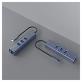 Savio AK-57 USB-C - 3 x USB-A HUB with RJ-45 Gigabit Ethernet adapter 5000 Mbit/s grey 2 x USB 3.2 Gen 2 (3.1 Gen 2) Type-C 1000 Mbit/s Grå