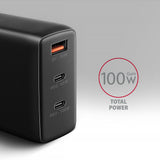 Axagon ACU-DPQ100 oplader til mobil enhed Mobil computer, Mobiltelefon, Netbook, Laptop, Smartphone, SmartWatch, Tablet, Universel Sort Vekselstrøm Hurtig opladning Indendørs