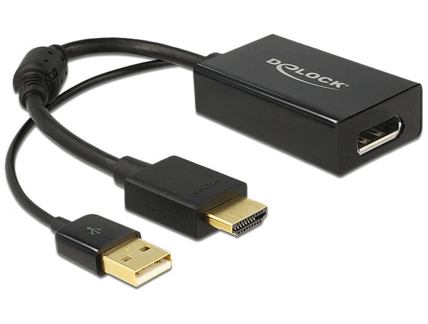 DeLOCK 0.245m HDMI+USB2.0-A/DisplayPort 0,254 m HDMI + USB Sort