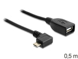 DeLOCK USB micro-B - USB 2.0-A, 0.5m USB-kabel 0,5 m Micro-USB B USB A 0,48 Gbit/sek. Sort