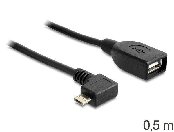 DeLOCK USB micro-B - USB 2.0-A, 0.5m USB-kabel 0,5 m Micro-USB B USB A 0,48 Gbit/sek. Sort