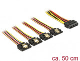 DeLOCK 60158 SATA-kabel 0,5 m SATA 15-stik 4 x SATA 15-pin Flerfarvet