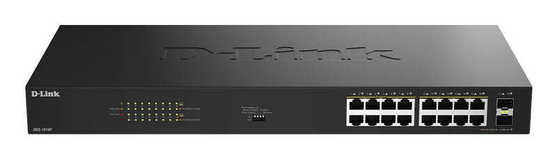 D-Link DGS-1018P Ikke administreret Gigabit Ethernet (10/100/1000) Strøm over Ethernet (PoE) Sort