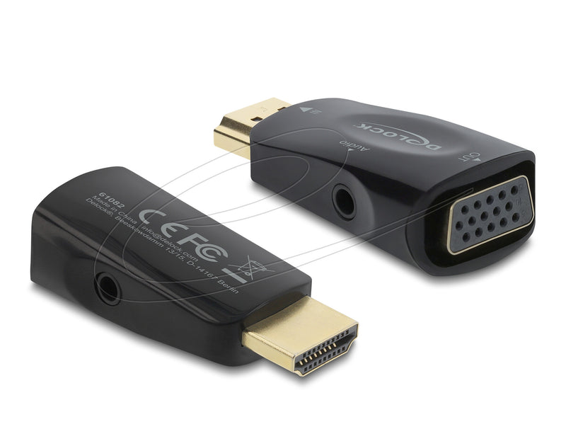 DeLOCK 61082 kabel kønsskifter HDMI VGA Sort