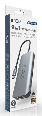 Inca ITPC-10TX interface hub USB Type-C 5000 Mbit/s Grå