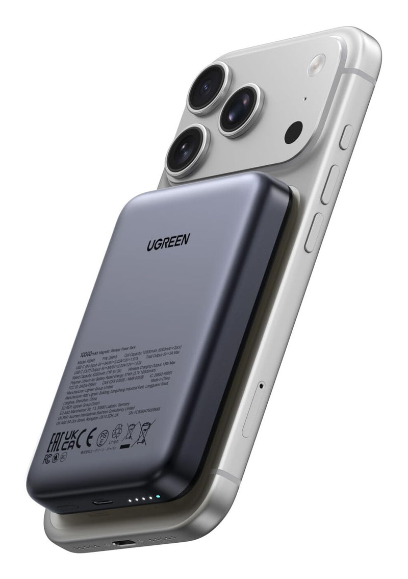 Ugreen 25919 powerbank Lithium polymer (LiPo) 10000 mAh Trådløs opladning Grå