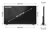 Sharp 70HP5265E TV 177,8 cm (70") 4K Ultra HD Smart TV Wi-Fi Sort