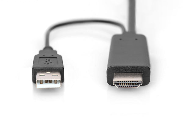 Digitus AK-330111-020-S videokabel adapter 2 m HDMI Type A (Standard) DisplayPort + USB Type-A Sort