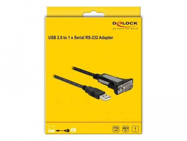 DeLOCK 66323 serielkabel Sort 4 m USB Type-A DB-9
