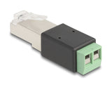 DeLOCK 66604 kabel kønsskifter RJ45 2 pin terminal block Sort, Grøn
