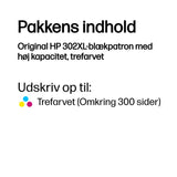 HP Original 302XL-blækpatron med høj kapacitet, trefarvet