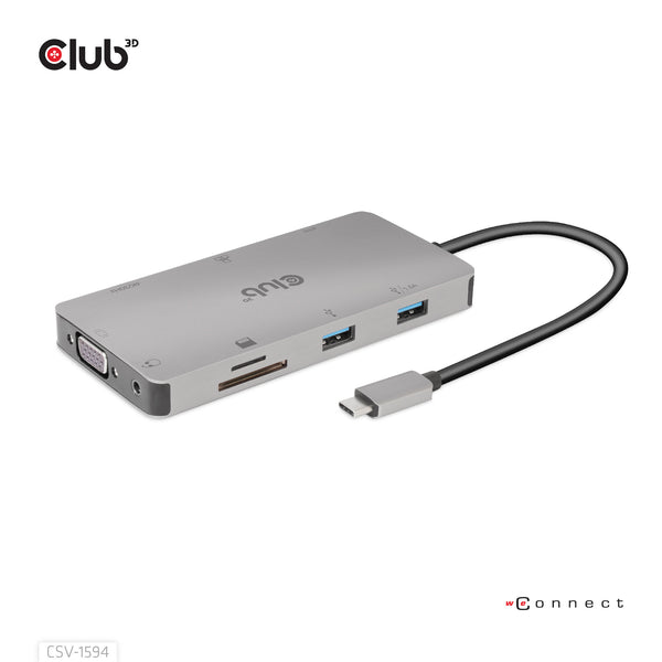 CLUB3D CSV-1594 dockingstation USB 3.2 Gen 1 (3.1 Gen 1) Type-C Sort, Grå