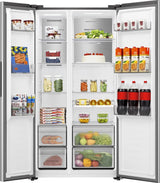 Hisense RS3P538NAIE side-by-side køle-fryseskab Fritstående 527 L Grå, Rustfrit stål
