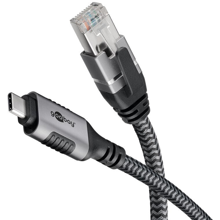 Goobay 70697 kabel kønsskifter USB C RJ-45 Sort, Sølv