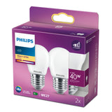 Philips Filament kertepære, matteret 40 W P45 E27 x 2