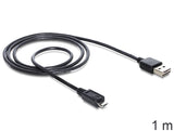 DeLOCK EASY-USB 2.0-A - USB 2.0 micro-B, 1m USB-kabel USB A Micro-USB B 0,48 Gbit/sek. Sort