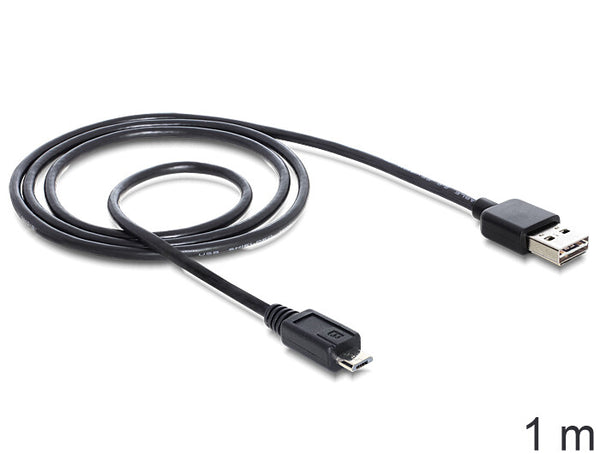 DeLOCK EASY-USB 2.0-A - USB 2.0 micro-B, 1m USB-kabel USB A Micro-USB B 0,48 Gbit/sek. Sort