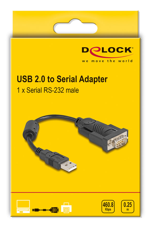 DeLOCK 64276 serielkabel Sort 0,25 m USB Type-A RS-232
