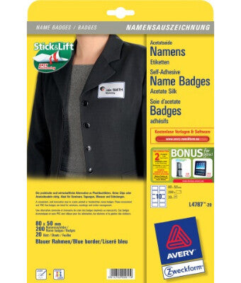 Avery L4787-20 print etiket Hvid