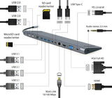 Gembird A-CM-COMBO9-01 dockingstation USB 3.2 Gen 1 (3.1 Gen 1) Type-C Grå