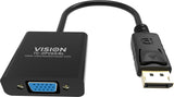 Vision TC-DPVGA/BL videokabel adapter DisplayPort VGA (D-Sub) Sort