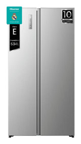 Hisense RS3P538NAIE side-by-side køle-fryseskab Fritstående 527 L Grå, Rustfrit stål