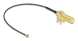 DeLOCK Antenna Cable SMA 90° PCB jack bulkhead koaxial kabel 0,15 m I-PEX MHF1 Sort, Guld