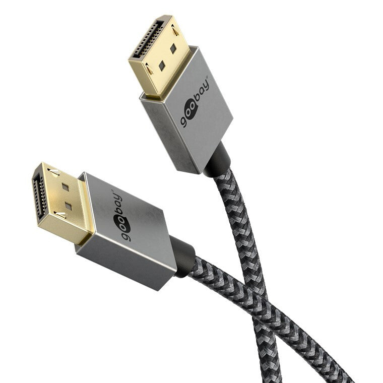 Goobay 77444 DisplayPort kabel 1 m Sort, Sølv