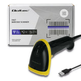 Qoltec 50867 stregkodelæser Håndholdt stregkodelæser 1D/2D Laser Sort, Gul