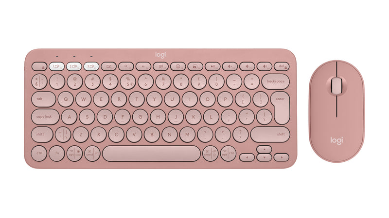 Logitech 920-012241 tastatur Mus inkluderet Universel RF trådløs + Bluetooth QWERTY US International Lyserød