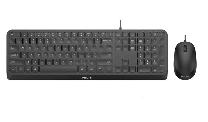 Philips 2000 series SPT6207B/00 tastatur Mus inkluderet Hjem USB US engelsk Sort