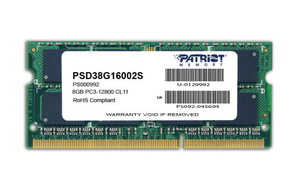 Patriot Memory 8GB PC3-12800 hukommelsesmodul 1 x 8 GB DDR3 204-pin SO-DIMM