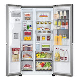 LG InstaView GSXV91PZAE side-by-side køle-fryseskab Fritstående 635 L Sort, Rustfrit stål